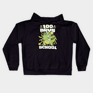 100 Days of school featuring a Rocking T-rex dino #2 Kids Hoodie